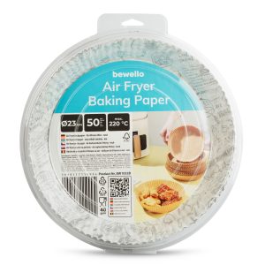 Air fryer sütőpapír - olaj nélküli sütőhöz - mintás, kör - 23 cm - 50 db / csomag    Bewello BW1033B - Image 4