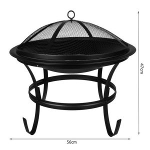 Kerti grill fedővel - 56 cm - fekete     DA00115 - Image 5
